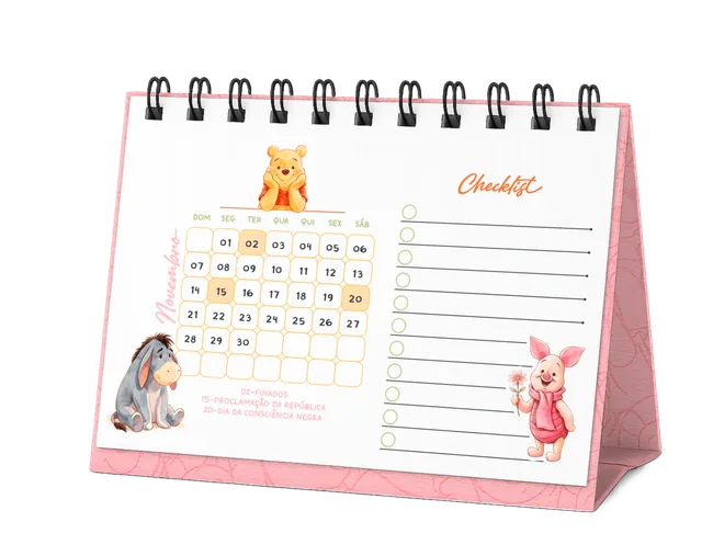 Themed desk calendar with checklist