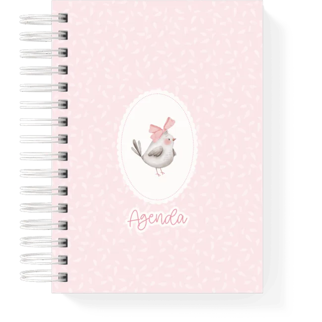 Pink agenda cover with bird medallion