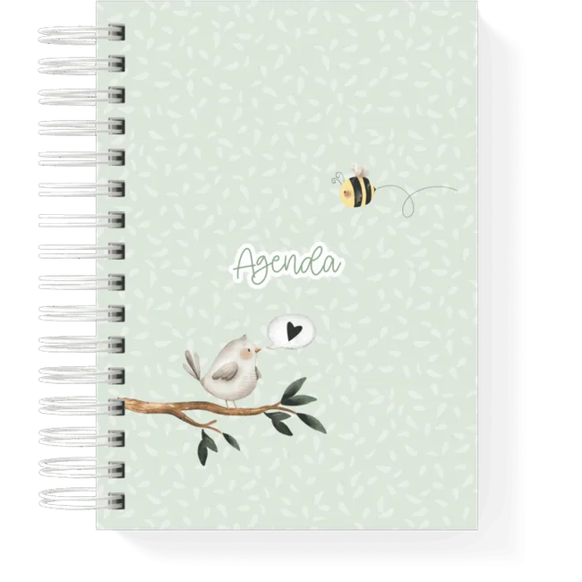 Mint agenda cover with bird on branch