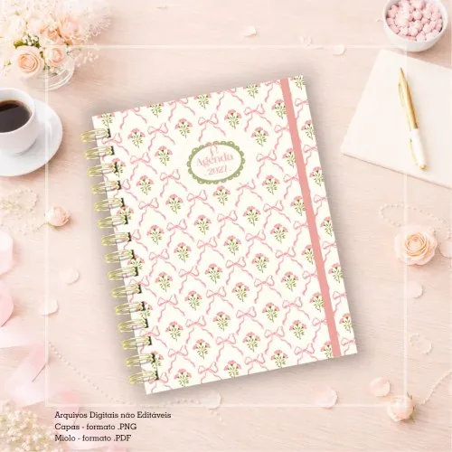 Cream damask agenda cover