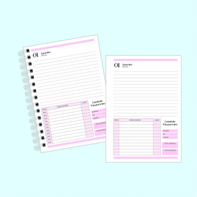 Lined pages and planner sheet