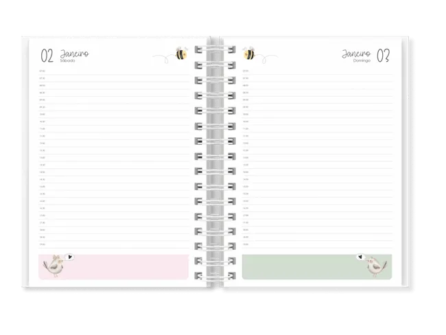 One day per page with time slots