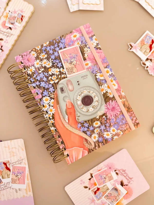 A handmade bound planner prepared as a gift